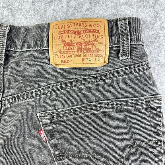 VTG Levis 550 Jean Shorts Jorts Mens 34 Relaxed Fit Cut Off Distressed Grunge* - Picture 5 of 11